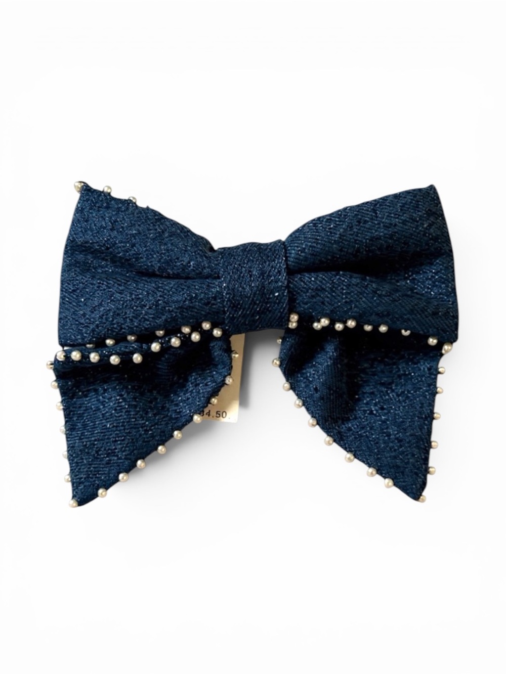NWT J Crew Factory Pearl Embellished denim bow barrette